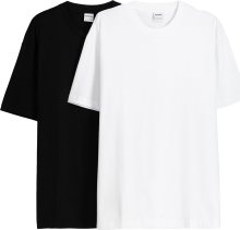 Tričko Bershka černá / offwhite