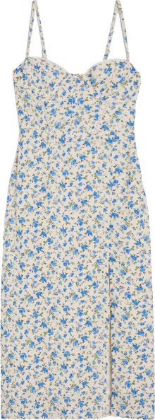 Letní šaty Bershka krémová / modrá / olivová