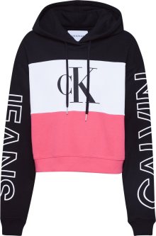Mikina Calvin Klein Jeans pink / černá / bílá