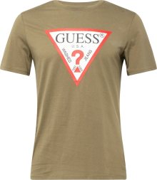 Tričko Guess olivová / červená / černá / bílá