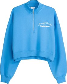 Mikina Bershka azurová / bílá