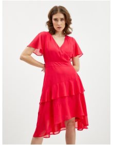 Tmavě růžové dámské volánové šaty ORSAY 34