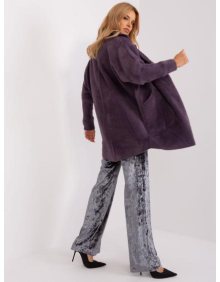 Dámský kabát z alpakové vlny CHAISS tmavě fialový 