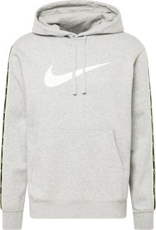 Mikina \'Repeat\' Nike Sportswear šedý melír / svítivě zelená / černá / bílá