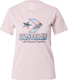 Tričko Converse světlemodrá / zelená / bledě fialová / černá