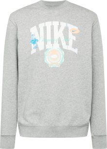 Mikina Nike Sportswear šedý melír / nefritová / meruňková / bílá