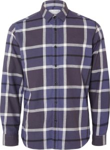 Košile \'REGOWEN\' Selected Homme indigo / tmavě fialová / bílá