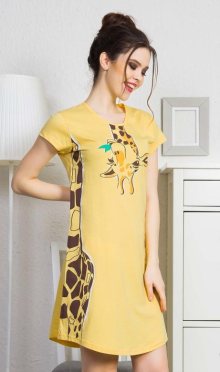 Dámská noční košile Vienetta Secret Žirafa Long žlutá | žlutá | L