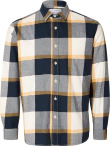 Košile \'REGOWEN\' Selected Homme krémová / námořnická modř / šafrán