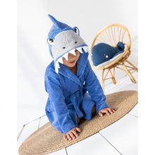 Blancheporte Dětský župan \"žralok\" z bavlněného froté 340 g/m2 tmavě modrá 2/4 roky