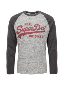 Tričko Superdry aqua modrá / šedá / tmavě zelená / červená