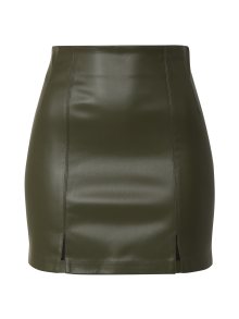 Sukně \'Entry PP Split - Black Vinyl\' Topshop tmavě zelená