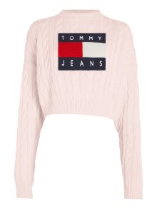 Svetr Tommy Jeans námořnická modř / růžová / červená / bílá