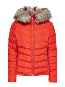 Zimní bunda Only nažloutlá / ohnivá červená