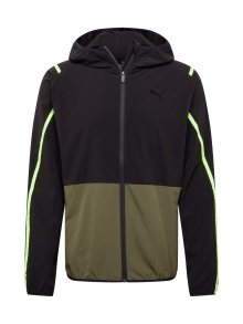 Sportovní bunda Puma khaki / svítivě zelená / černá