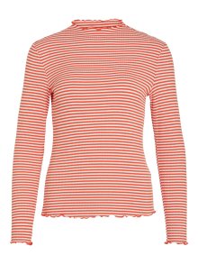 Tričko Vila oranžově červená / bílá