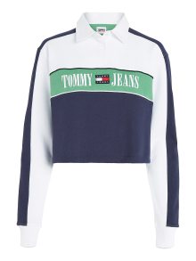 Mikina Tommy Jeans námořnická modř / zelená / bílá