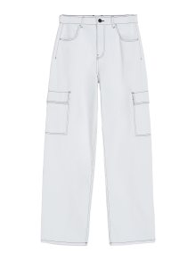Džíny s kapsami Bershka offwhite