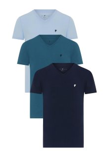 Tričko \'JACK\' DENIM CULTURE noční modrá / světlemodrá / smaragdová