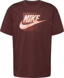 Tričko \'FUTURA\' Nike Sportswear tmavě hnědá / oranžová / bílá