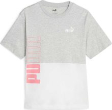 Funkční tričko \'POWER\' Puma šedý melír / světle růžová / bílá