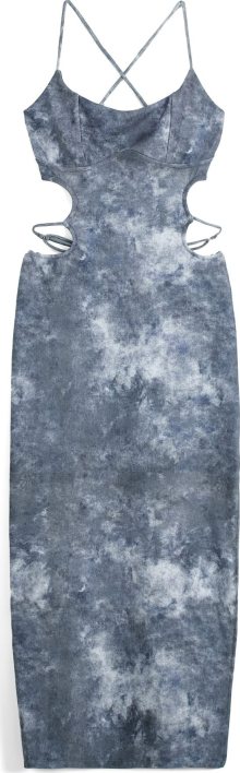 Šaty Bershka kouřově modrá / chladná modrá