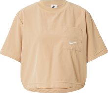 Tričko Nike Sportswear tmavě béžová / bílá