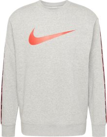 Mikina Nike Sportswear tmavě šedá / červená / bílá