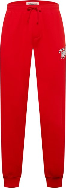 Kalhoty Tommy Jeans marine modrá / ohnivá červená / bílá