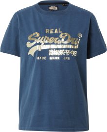 Tričko Superdry modrá / zlatá