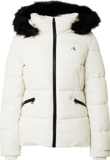 Zimní kabát Calvin Klein Jeans černá / barva bílé vlny