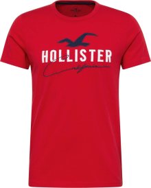 Tričko Hollister noční modrá / červená / bílá