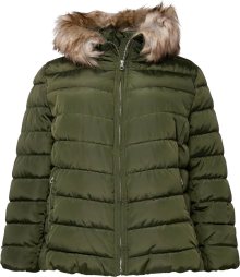 Zimní bunda ONLY Carmakoma nažloutlá / tmavě zelená