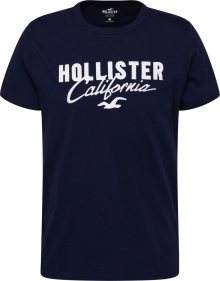 Tričko Hollister marine modrá / bílá