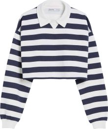 Mikina Bershka krémová / námořnická modř