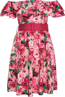 Šaty Orsay zelená / pink / růže / offwhite