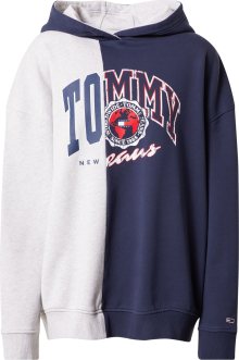 Mikina Tommy Jeans námořnická modř / šedý melír / červená