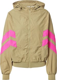 Přechodná bunda \'Crinkle Batwing\' Urban Classics khaki / pink