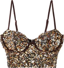 Top Bershka hnědá / zlatá / stříbrná