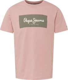 Tričko \'AARON\' Pepe Jeans khaki / růžová / bílá