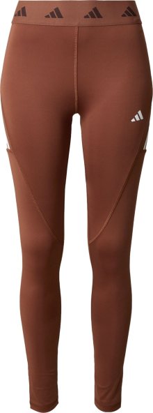 Sportovní kalhoty adidas performance hnědá / bílá