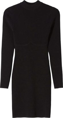 Úpletové šaty Bershka černá / průhledná