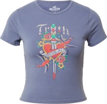 Tričko Hollister chladná modrá / světle šedá / nefritová / červená