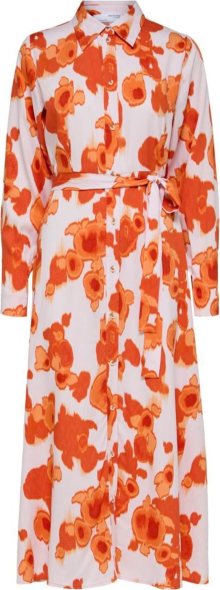 Košilové šaty Selected Femme béžová / oranžová
