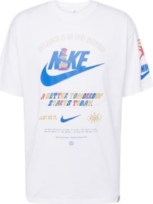 Tričko Nike Sportswear modrá / hořčicová / světle červená / bílá