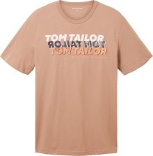 Tričko Tom Tailor světle hnědá / oranžová / černá / bílá