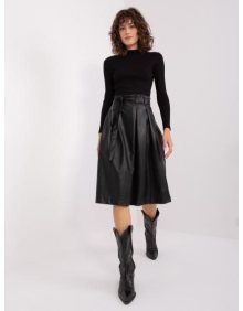 Dámská sukně z ekokůže s páskem MUIT černá 
