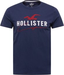 Tričko Hollister námořnická modř / karmínově červené / bílá