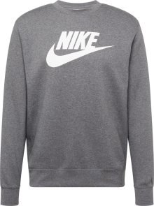 Sportovní mikina Nike šedý melír / bílá