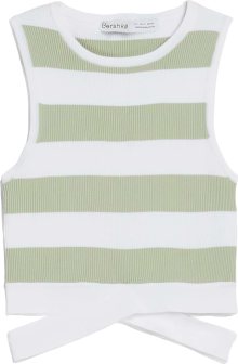Kardigany Bershka khaki / bílá